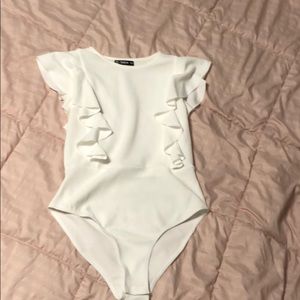 White ruffle bodysuit